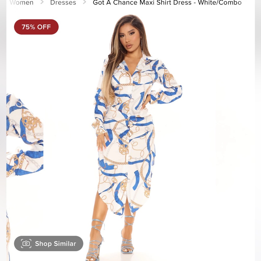 Chain print maxi button up dress fashion nova